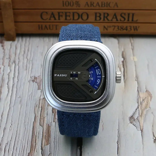 Luckacco UTHAI CE96 Punk Style Square Wheel Man watch Fashion Wheel Fashion Watch Wild Belt Waterproof Quartz Watch watches for man