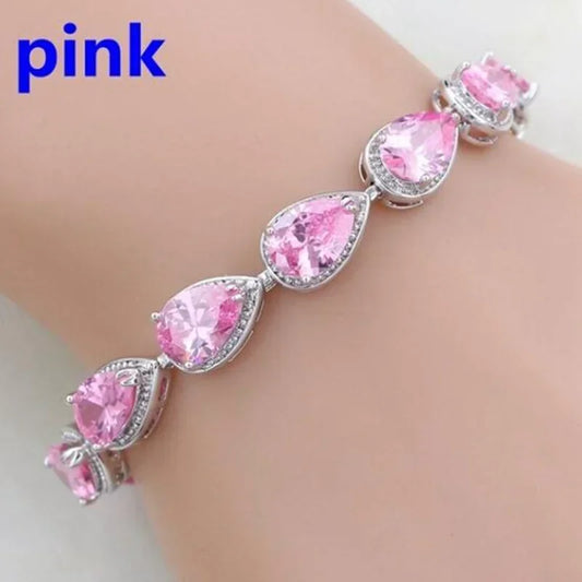 Luckacco Exquisite Shiny Tennis Ball Shape Crystal Zircon Bracelet for Women Fashion Evening Party Jewelry Girls Gift
