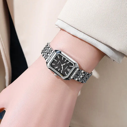 Luckacco 2025 Hot Brand Stainless Steel Strap Watch Women Luxury Gift Quartz Wristwatch Student Fashion Simple Square Quartz Watches