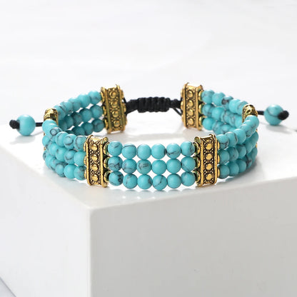 Luckacco Natural Stone Beads Bracelet 4mm Malachite Black Lava Yoga Energy Hot Couple For Women Men Jewelry Braided Rope Knot Bangle Gift