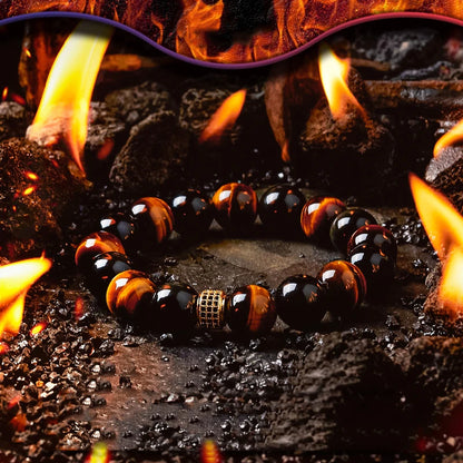 Luckacco 5A Real Natural Red Tiger Eye Beads Stone Bracelet Men Women Zircon Accessories Handmade Jewelry Gift for Girlfriend