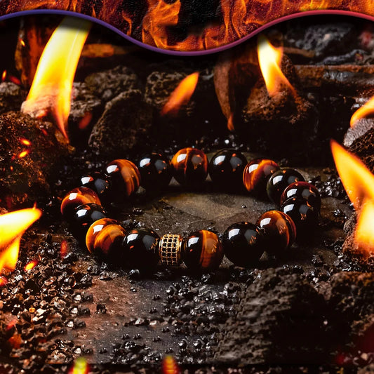 Luckacco 5A Real Natural Red Tiger Eye Beads Stone Bracelet Men Women Zircon Accessories Handmade Jewelry Gift for Girlfriend