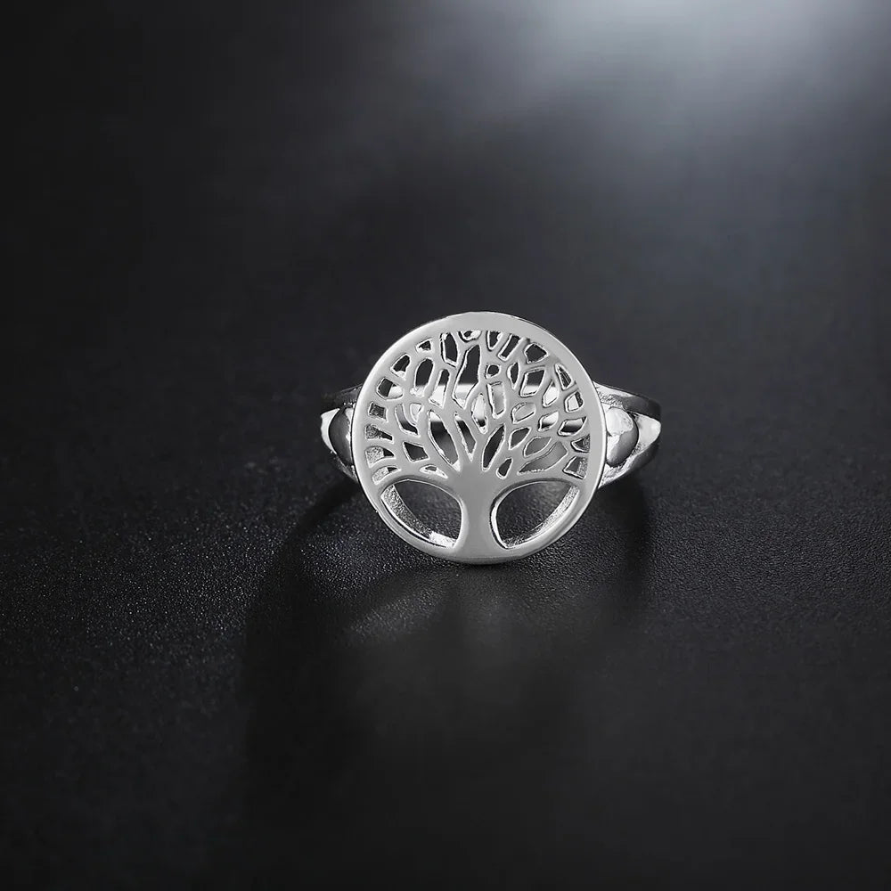 luckacco andara 925 sterling silver ring tree of life rings for women wedding party glamour jewelry gifts r892