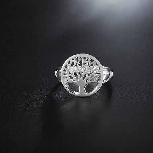 Luckacco Andara 925 Sterling Silver Ring Tree of Life Rings For Women Wedding Party Glamour Jewelry Gifts R892