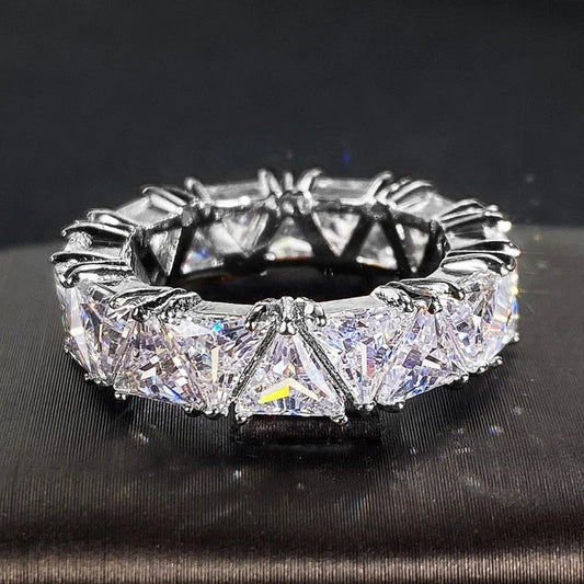 Luckacco daily picks Triangular CZ Promise Rings for Women Luxury Trendy Wedding Bands Accessories Engagement Party Hot Fashion Female Jewelry