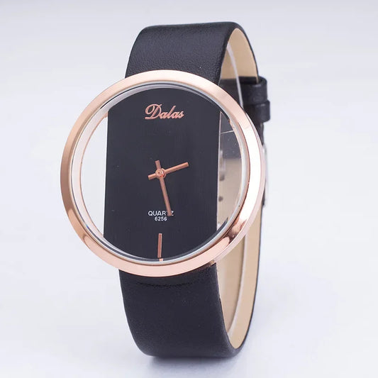 Luckacco Famous Watch Women Luxury Leather Skeleton Strap Dress Watch Casual Quartz Wristwatch Stainless Steel Reloj Mujer часы женские