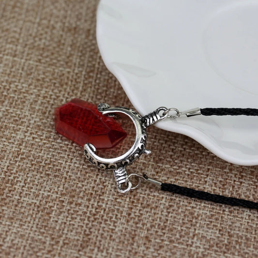 Luckacco DMC Devil Maycry Pendant Necklace Devil Hunter Dante Perfect Amulet Red Crystal Necklaces for Women Men Choker Jewelry
