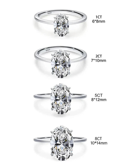 Luckacco 925 Sterling Silver Luxury Shiny 1-8CT Zircon Engagement Ring Wedding Band For Women Promise Eternity Ring Fine Jewelry Gift