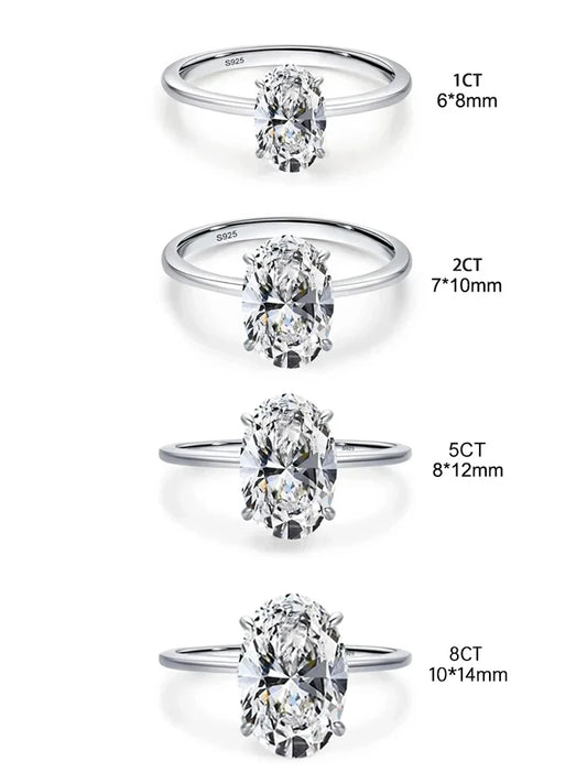 Luckacco 925 Sterling Silver Luxury Shiny 1-8CT Zircon Engagement Ring Wedding Band For Women Promise Eternity Ring Fine Jewelry Gift