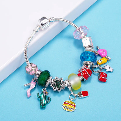 Luckacco Romantic Tower Aircraft Charm Bracelet For Women With Crystal DIY Beads Pendants Bracelet High-Quality Jewelry