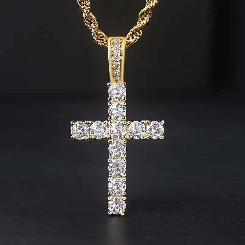 luckacco daily picks 60cm twisted chain long necklace for women/men fashion luxury cubic zirconia cross pendant necklace gift love accessories