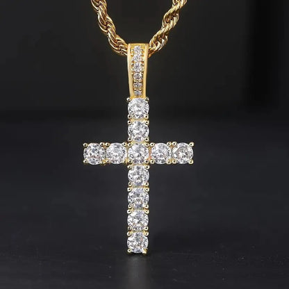 Luckacco daily picks 60Cm Twisted Chain Long Necklace for Women/Men Fashion Luxury Cubic Zirconia Cross Pendant Necklace Gift Love Accessories