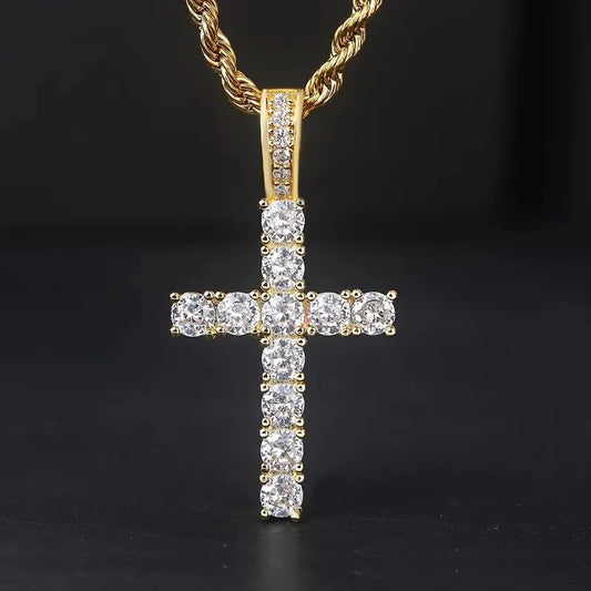 Luckacco daily picks 60Cm Twisted Chain Long Necklace for Women/Men Fashion Luxury Cubic Zirconia Cross Pendant Necklace Gift Love Accessories