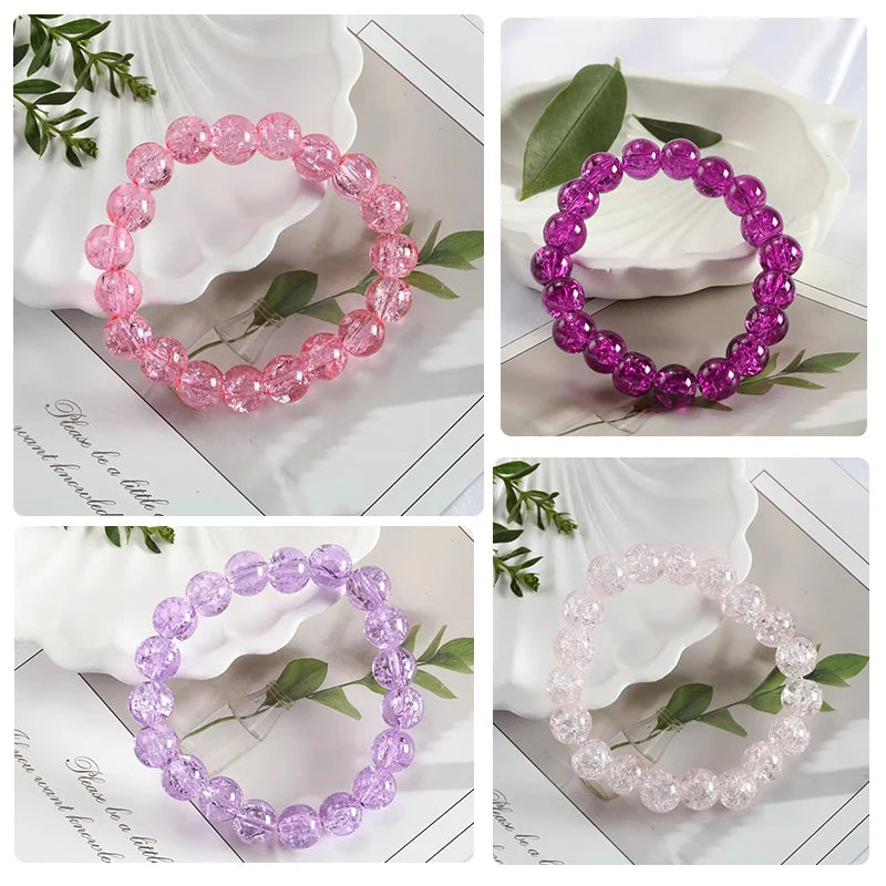 luckacco shinning crystal beads elastic bracelet korean style colorful crystal glass beaded bracelet bangles for women