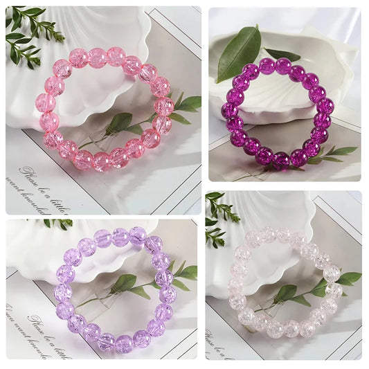Luckacco Shinning Crystal Beads Elastic Bracelet Korean Style Colorful Crystal Glass Beaded Bracelet Bangles For Women
