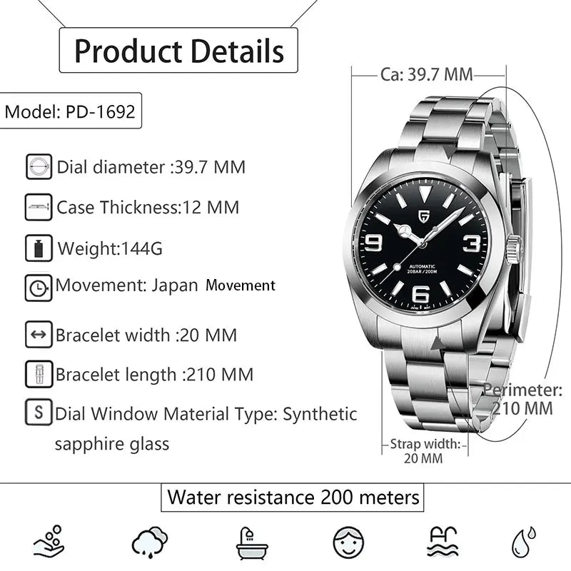 luckacco new pagani design watch for men automatic diver men watches sapphire glass stainless steel waterproof mechanical wristwatch 2025