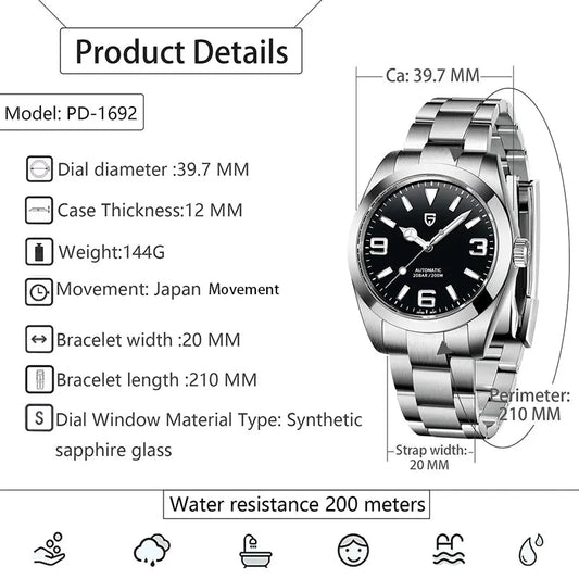 Luckacco New PAGANI DESIGN Watch for Men Automatic Diver Men Watches Sapphire Glass Stainless Steel Waterproof Mechanical Wristwatch 2025