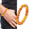 Luckacco 8mm Yellow Amber Beads Bracelet Natural Stone Bracelet for Men Women Citrines Jades Strand Beads Bangles Meditation Jewelry Gift