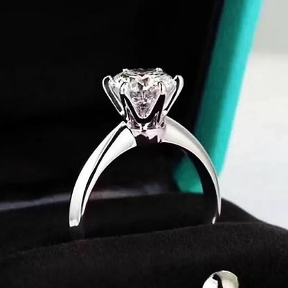 Luckacco Solitaire ring Real 925 Sterling silver 1ct Moissanite cz Engagement Wedding Band Rings for women Bridal Statement Party Jewelry