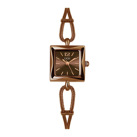Luckacco Niche high-end women's watch simple small square plate alloy bracelet watch ladies medieval style quartz watch