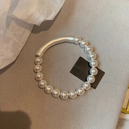 Luckacco New 925 Silver Geometric Bead Punk Peace of Mind Words Irregular String Bracelet For Woman Girl Fashion Jewelry Gift Dropship