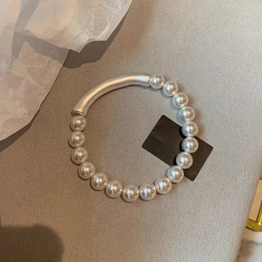 Luckacco New 925 Silver Geometric Bead Punk Peace of Mind Words Irregular String Bracelet For Woman Girl Fashion Jewelry Gift Dropship