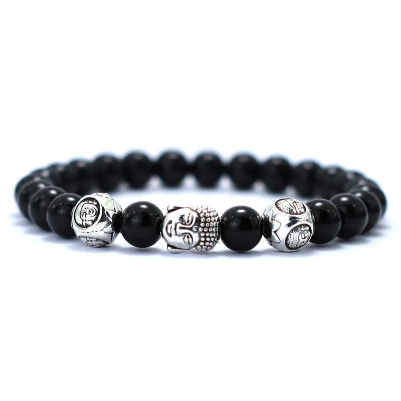 luckacco minimalist men bracelet natural 8mm stone vintage buddha braclet homme meditation yoga jewelry lava tiger eyes beaded braslet