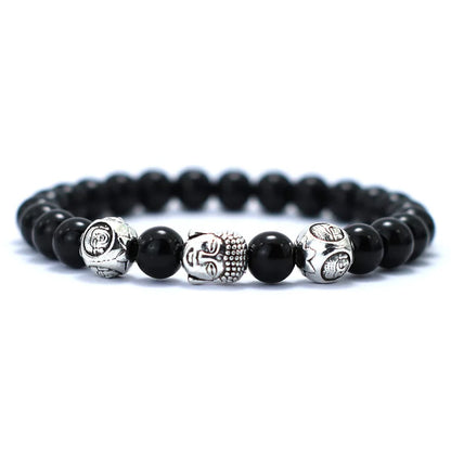Luckacco Minimalist Men Bracelet Natural 8mm Stone Vintage Buddha Braclet Homme Meditation Yoga Jewelry Lava Tiger Eyes Beaded Braslet