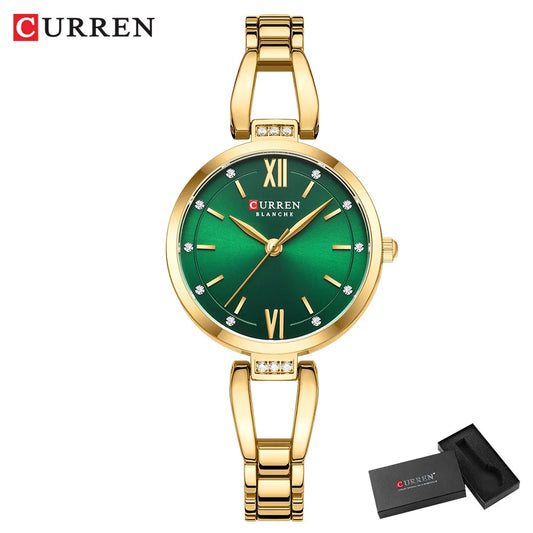 Luckacco CURREN Luxury Hight Quality Quartz Watch Fashion Charming Rhinestones Stainless Steel Band Women's Wristwatches