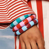 Luckacco Color-Blocked Striped Resin Bracelet Minimalist Dopamine-Hunting Girl Color Palette Stylish Charm Women's Layered Jewelry