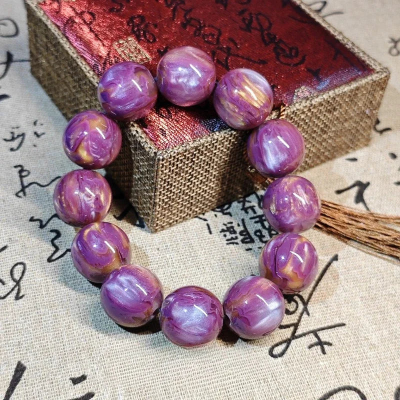 luckacco rare cherry blossom and purple sea beaded bracelet for men and women