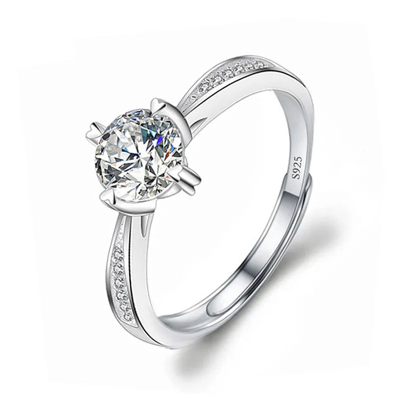 luckacco never fade luxury classic 18k white gold color ring solitaire 2 carat zirconia diamant wedding band women jewelry accessories