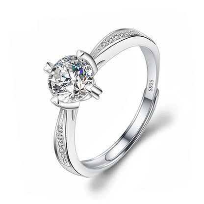 Luckacco Never Fade Luxury Classic 18K White Gold Color Ring Solitaire 2 Carat Zirconia Diamant Wedding Band Women Jewelry Accessories