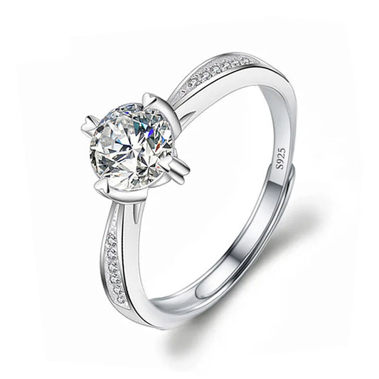 Luckacco Never Fade Luxury Classic 18K White Gold Color Ring Solitaire 2 Carat Zirconia Diamant Wedding Band Women Jewelry Accessories