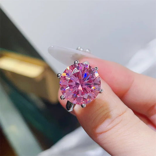 Luckacco Solitaire 5Ct D Color Moissanite Diamond Ring Real 925 Sterling Silver Party Wedding Band Rings for Women Men Engagement Jewelry