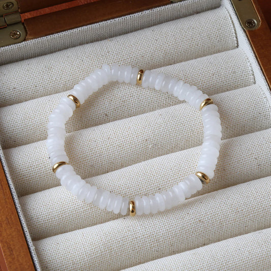 Luckacco Summer Cool Elastic Bracelet Color Beads Dopamine Girl Versatile Natural Stone Bead Trend 2024 New
