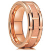 Luckacco Fashion Men 8mm Rose Gold Color Stainless Steel Rings Double Groove Pattern Promise Rings For Men Wedding Jewelry Accessories