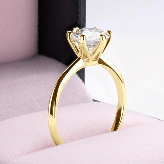 Luckacco Anziw 0.5-3.0CT Moissanite Solitaire Ring Silver 925 14K Gold Plated Wedding Engagement Band For Women Jewelry with Certificate