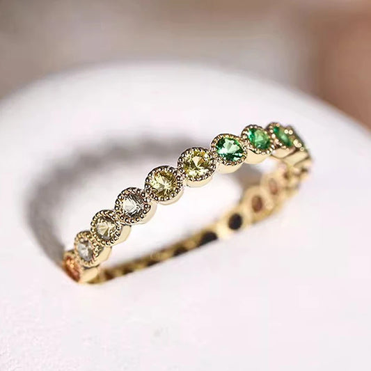 Luckacco daily picks Colorful Rainbow Cubic Zircon Promise Rings for Women Gold Color Luxury Trendy Wedding Accessories Statement Girl Jewelry