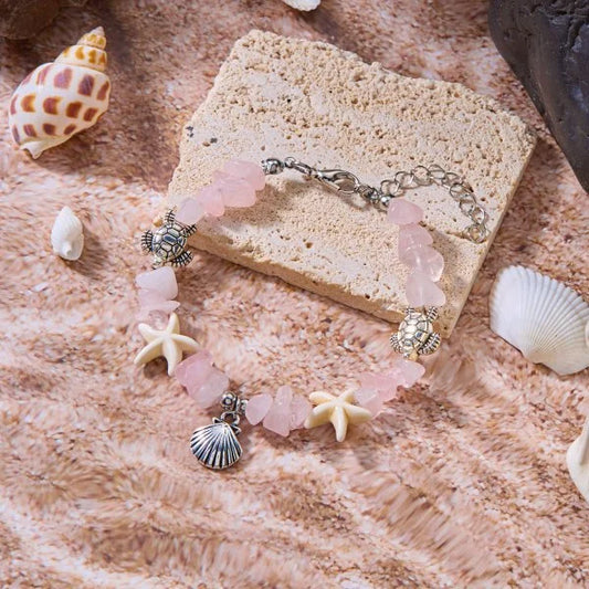 Luckacco Bohemian Imitation Shell Beads Bracelet For Women Sea Star Turtle Woven Rope Bracelet Handmade Friendship Beach Holiday  Jewelry