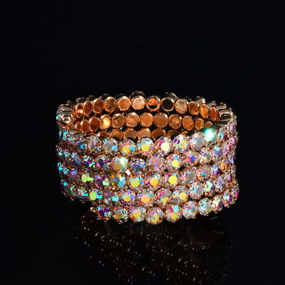 Luckacco 5 Layers Winding Models Personalised Fashion Open AB Colour Rhinestone Bracelet Jewellery Suitable for Stage Wedding Wear