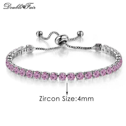 Luckacco Designer Red Zirconia Short Tennis Bracelets for Women Men Dazzling Crystal Adjustable Chain on Hand Party Daily Gifts Jewelry