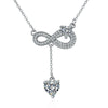 Luckacco 925 Sterling Silver Necklace Tassel Heart Pendant Sparkling Zircon Women's Necklace Birthday Party Gift Jewelry Accessories