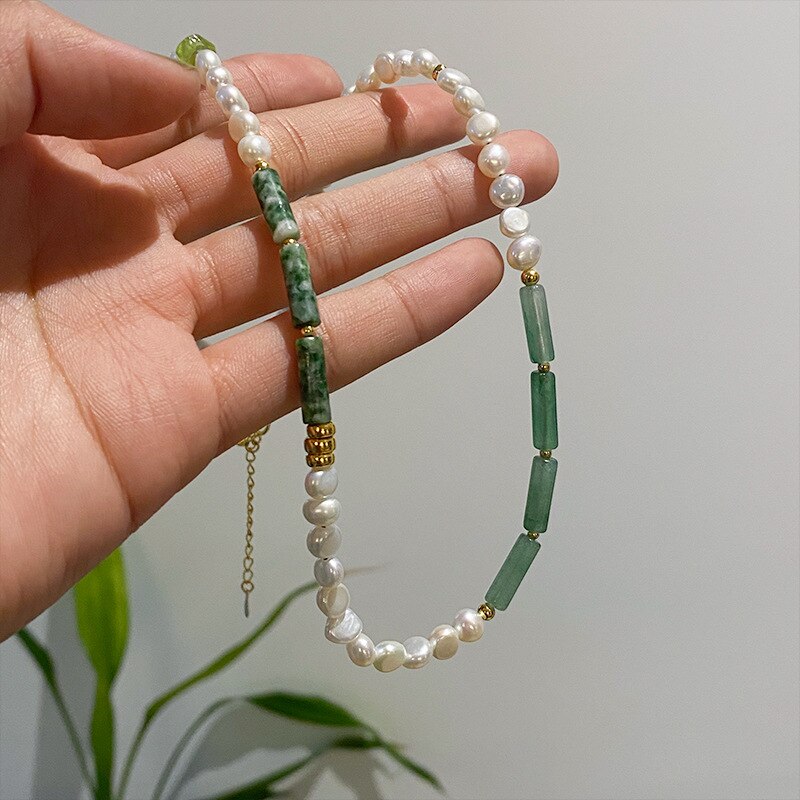 Natural Jade Necklace Freshwater Pearl Clavicle Chain Ancientry Wind Temperament Ethnic-Style Fine Fashion Jewelry for Women - luckacco