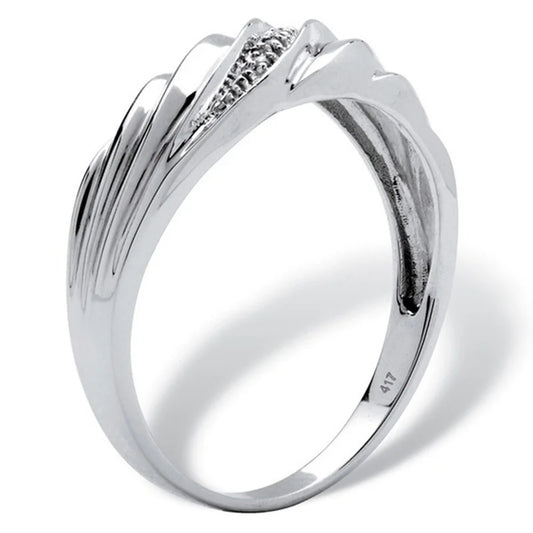 Luckacco Fashion Creative Twisted Men Women Ring Exquisite Gold Color Metal Inlaid with White Zircon Engagement Ring Jewelry