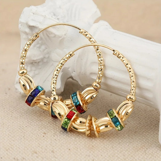 Luckacco Retro Metal Crescent Earrings Bohemian Water Drop Tassel Earrings