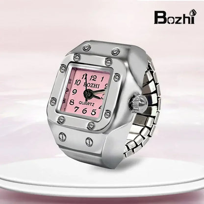 Luckacco Vintage Punk Quartz Finger Watch Ring for Women Men Couple Rings Digital Watches Elastic Stretchy Finger Band Ring Jewelry Clock