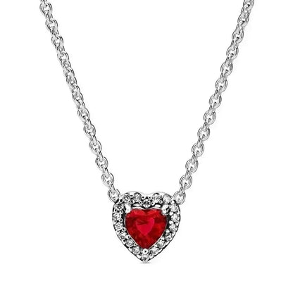 Luckacco New 925 sterling silver heart-shaped pink ring necklace earring set luxurious sparkling charm jewelry fashion wedding gift