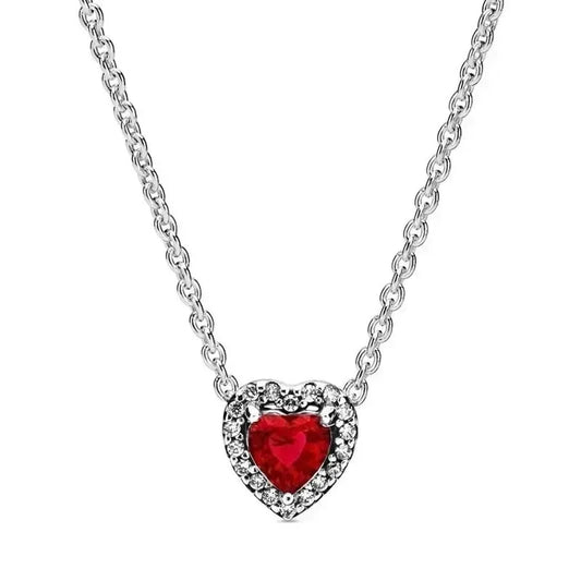 Luckacco New 925 sterling silver heart-shaped pink ring necklace earring set luxurious sparkling charm jewelry fashion wedding gift