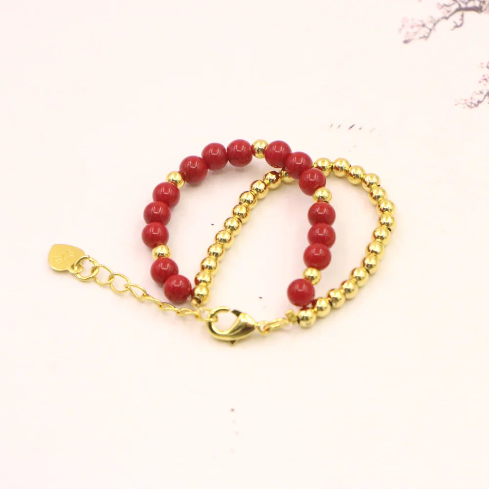 luckacco lovely fashion natural stone bead bracelet baby girls lobster clasp accessories girls yoga christmas wedding gift jewelry charm